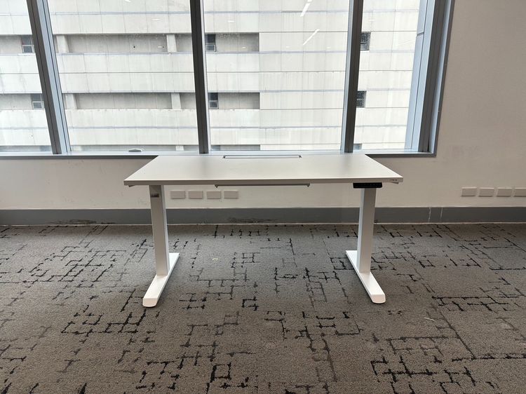 ไม้ ขาว โต๊ะทำงาน ปรับระดับ