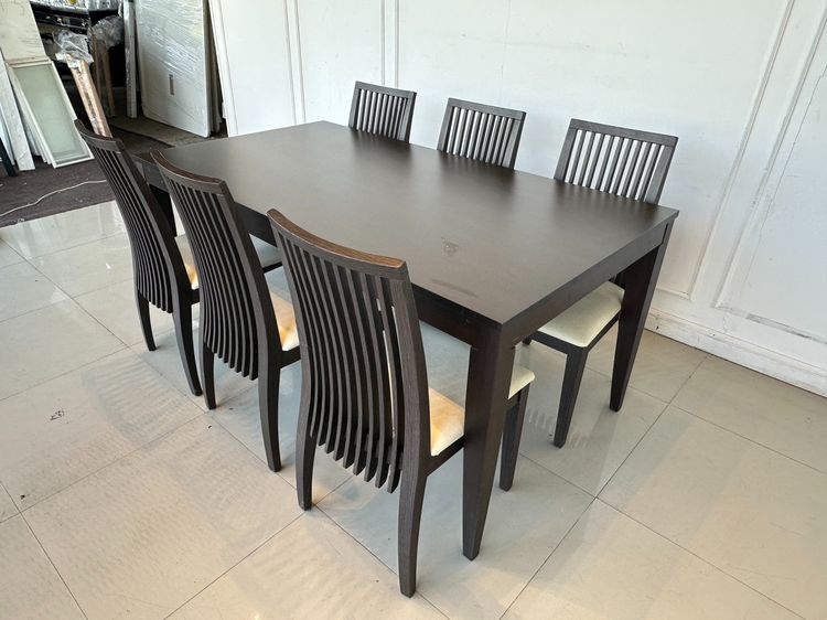 ชุดโต๊ะทานอาหาร 6 ที่นั่ง ท็อป และโครงขาไม้จริง พร้อมเก้าอี้  รูปที่ 4