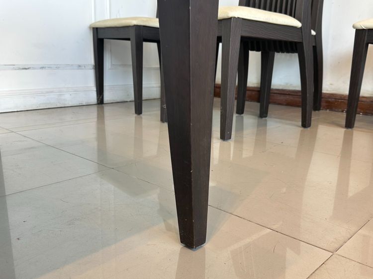 ชุดโต๊ะทานอาหาร 6 ที่นั่ง ท็อป และโครงขาไม้จริง พร้อมเก้าอี้  รูปที่ 10