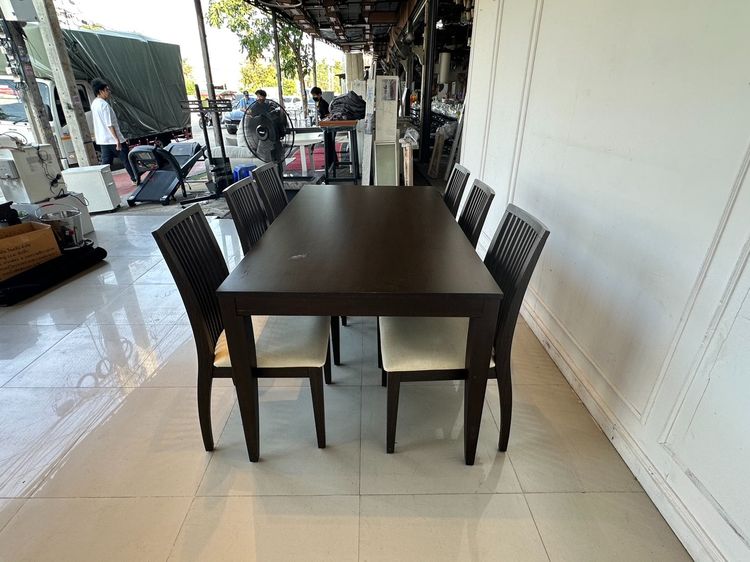 ชุดโต๊ะทานอาหาร 6 ที่นั่ง ท็อป และโครงขาไม้จริง พร้อมเก้าอี้  รูปที่ 3