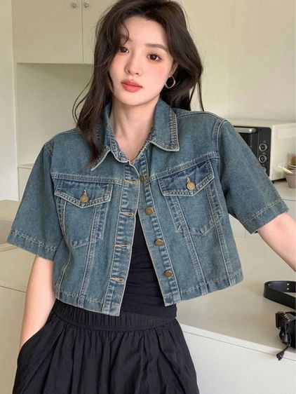 เสื้อยีนส์ แขนสั้น งานป้าย