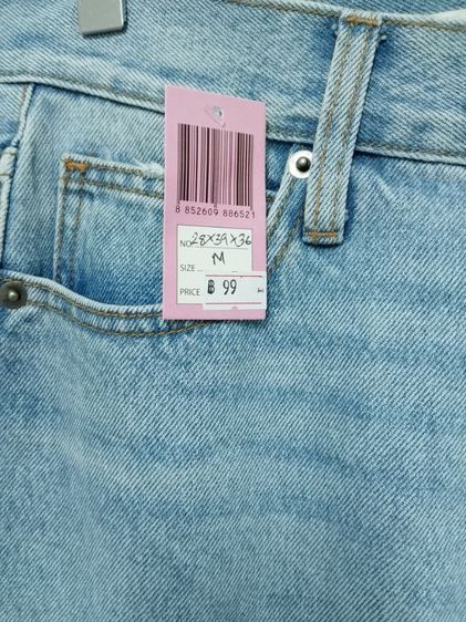 กางเกงยีนส์ทรงบอยมือสองผู้หญิง🎀ไซส์ M  28W×39L สะโพก36 💢สวยสภาพดี รับประกันไม่มีปะขาดชุนตรงปก✅ รูปที่ 5