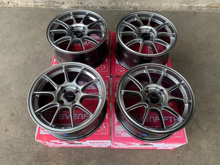 15" ล้อแม็กมือ1ขอบ15 TC105 4รู100 กว้าง7 ออฟ35 สีไฮเปอร์แบล็ก งานSEVENFIFTH งานสวยมาก  