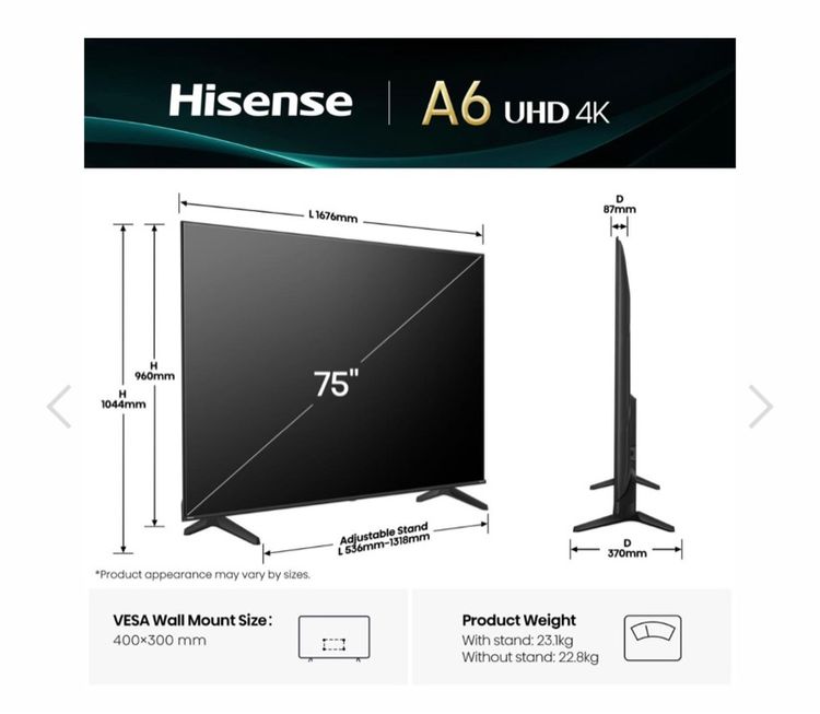 อื่นๆ TV Hisense 75A6Q