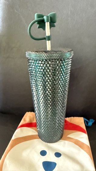 Starbucks Forest Green with Ribbon Stopper Bling Cold Cup 24oz.  ทัมเบลอร์ สตาร์บัคส์ รูปที่ 9