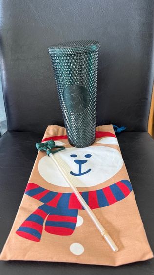 Starbucks Forest Green with Ribbon Stopper Bling Cold Cup 24oz.  ทัมเบลอร์ สตาร์บัคส์ รูปที่ 5