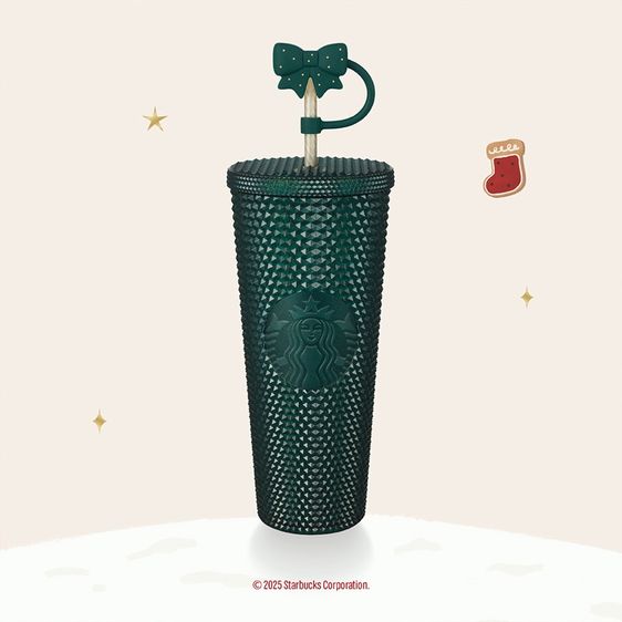 Starbucks Forest Green with Ribbon Stopper Bling Cold Cup 24oz.  ทัมเบลอร์ สตาร์บัคส์ รูปที่ 2