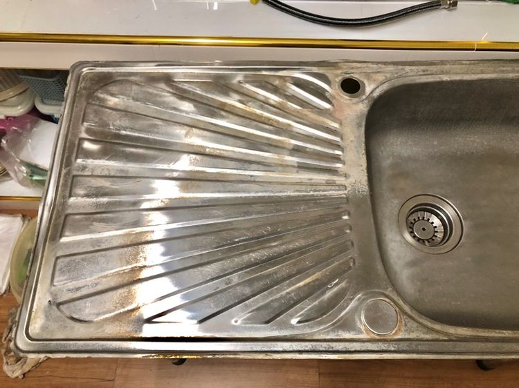 ซิงค์ล้างจานสแตนเลส ขนาดกว้าง 1 เมตร จุกยางขาครบทั้ง4ขา รูปที่ 2