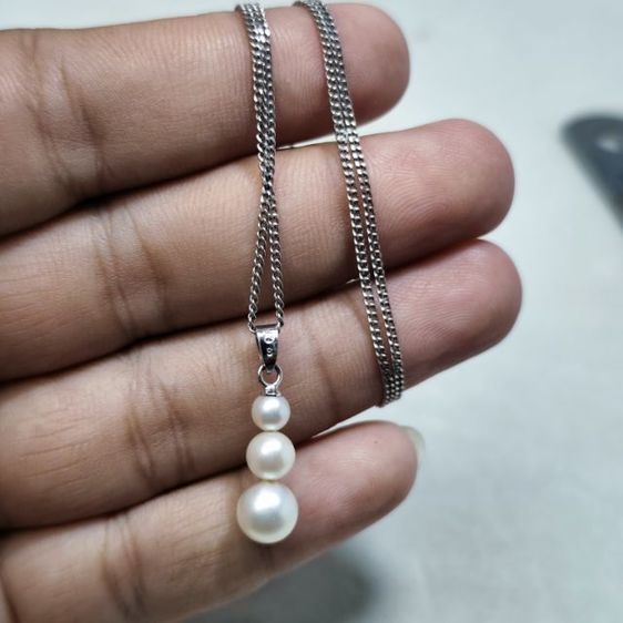 🔖สร้อยเงินแท้ จี้ Mikimoto มุกอะโกย่า งานจากญี่ปุ่น รูปที่ 2