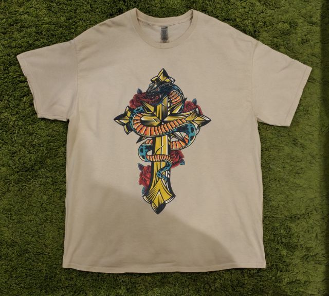เสื้อยืดลายงูไขว้กางเขน Cross Snake Graphic T-Shirt (XL) รูปที่ 2