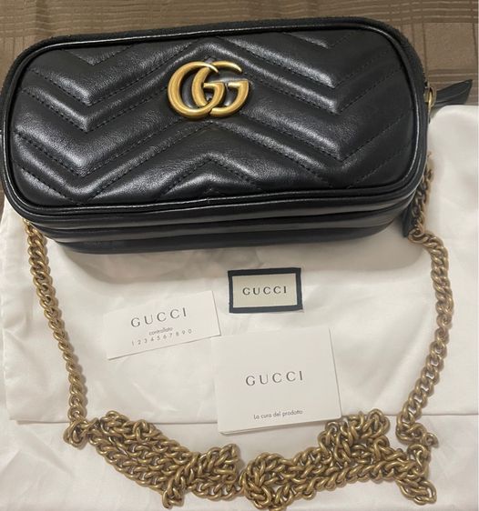Gucci mini Leather GG marmont Triple-zip รูปที่ 4