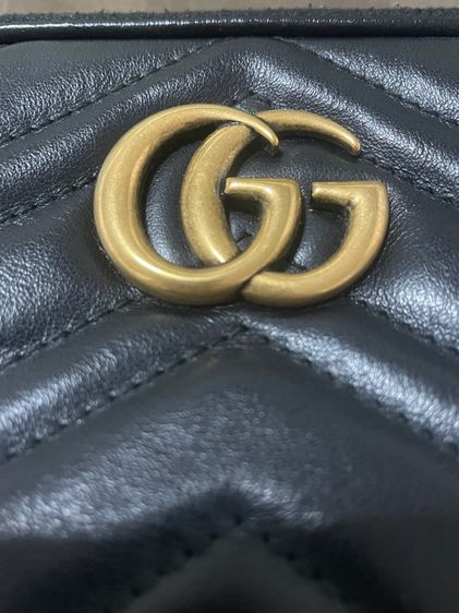 ไม่ระบุ ดำ หนังแท้ Gucci mini Leather GG marmont Triple-zip