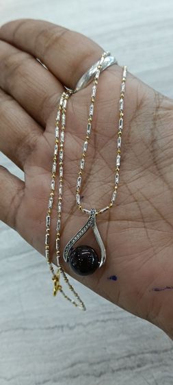 สร้อยคอ 24kงานจิวไม่ลอกไม่ดำพร้อมจี้หินโกเมนแท้ รูปที่ 2