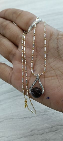 สร้อยคอ 24kงานจิวไม่ลอกไม่ดำพร้อมจี้หินโกเมนแท้ รูปที่ 4