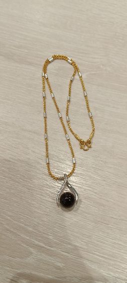 สร้อยคอ24kงานจิวไม่ลอกไม่ดำพร้อมจี้หินโกเมนแท้ รูปที่ 16