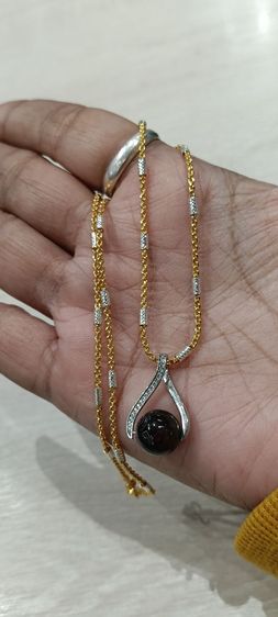 สร้อยคอ24kงานจิวไม่ลอกไม่ดำพร้อมจี้หินโกเมนแท้ รูปที่ 6