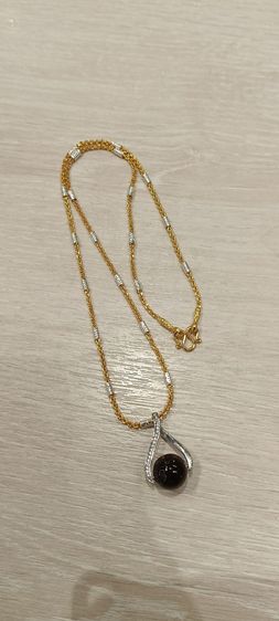 สร้อยคอ24kงานจิวไม่ลอกไม่ดำพร้อมจี้หินโกเมนแท้ รูปที่ 13