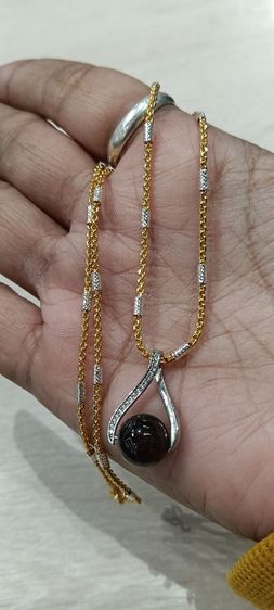 สร้อยคอ24kงานจิวไม่ลอกไม่ดำพร้อมจี้หินโกเมนแท้ รูปที่ 11