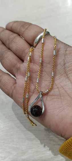 สร้อยคอ24kงานจิวไม่ลอกไม่ดำพร้อมจี้หินโกเมนแท้ รูปที่ 4