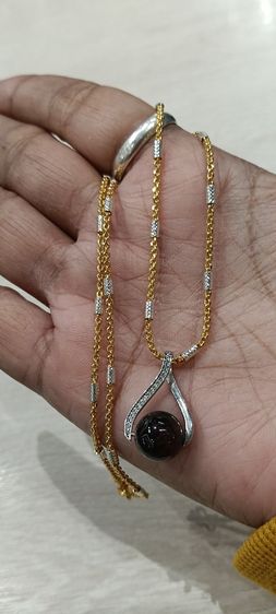 สร้อยคอ24kงานจิวไม่ลอกไม่ดำพร้อมจี้หินโกเมนแท้ รูปที่ 3