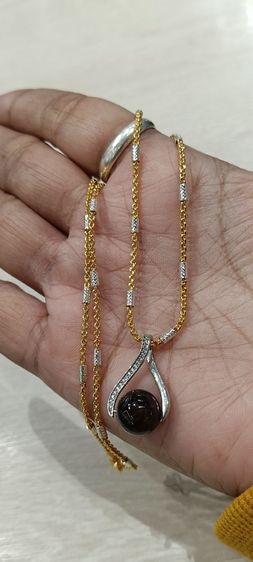 สร้อยคอ24kงานจิวไม่ลอกไม่ดำพร้อมจี้หินโกเมนแท้ รูปที่ 5