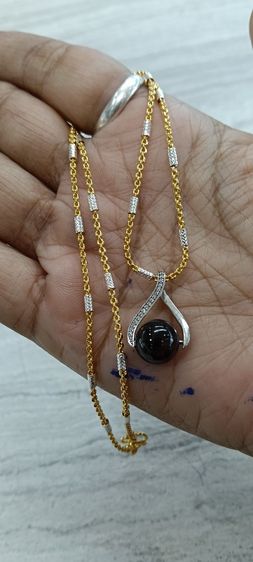 สร้อยคอ24kงานจิวไม่ลอกไม่ดำพร้อมจี้หินโกเมนแท้ รูปที่ 10