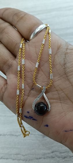 สร้อยคอ24kงานจิวไม่ลอกไม่ดำพร้อมจี้หินโกเมนแท้ รูปที่ 14