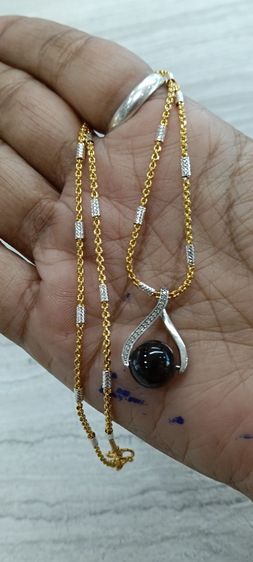 สร้อยคอ24kงานจิวไม่ลอกไม่ดำพร้อมจี้หินโกเมนแท้ รูปที่ 7