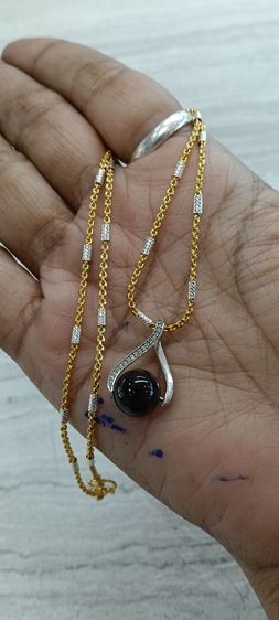 สร้อยคอ24kงานจิวไม่ลอกไม่ดำพร้อมจี้หินโกเมนแท้ รูปที่ 12