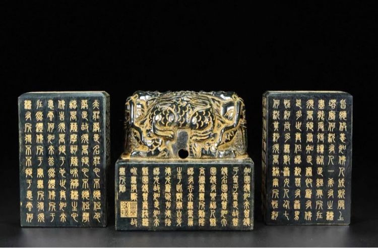 ✨ชุดกล่องตราประทับมังกรสันกกฤต ทำจากหยกเหอเถียนโบราณของจีน  รูปที่ 6