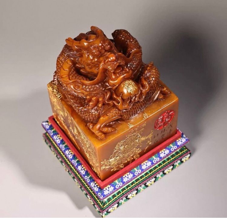 ✨ ตราประทับหินแกะสลักด้วยมือบริสุทธิ์เก่าแก่ล้ำค่านี้ทำจากหินเทียนหวง ซึ่งเป็นหินโชว์ซานี้ รูปที่ 5