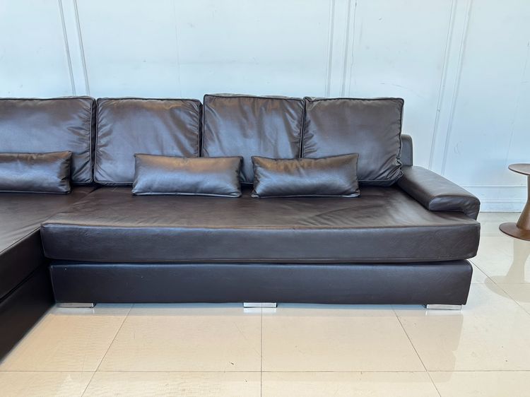 โซฟาแอล 3 ที่นั่ง เบาะหนัง PU สีน้ำตาล รูปที่ 10