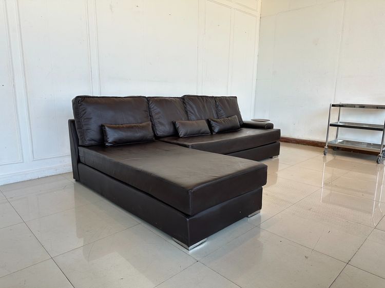 โซฟาแอล 3 ที่นั่ง เบาะหนัง PU สีน้ำตาล รูปที่ 3