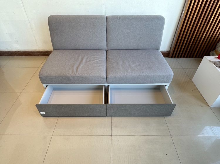 โซฟา 2 ที่นั่ง มี 2 ลิ้นชัก เบาะผ้าสีเทา โครงไม้ MDF สีเทาอ่อน รูปที่ 12