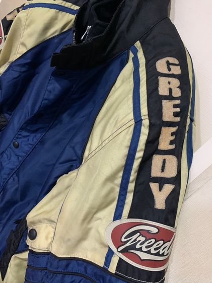เสื้อแจ็คเก็ตขี่มอเตอร์ไซค์ "Greedy"  (Vintage Sunfaded Greedy Racing Riders Jacket ) สภาพดี  บ่ากับแขนรองรับกันกระแทกได้ดี  รูปที่ 6