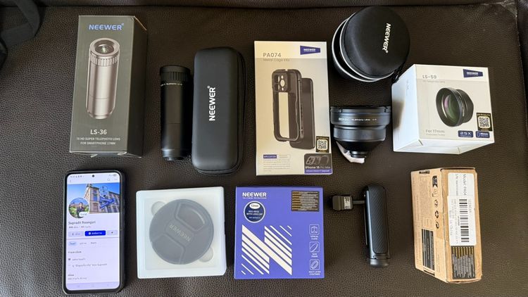 ขาย Lens มือถือ Neewer พร้อมเคสมือถือ 16ProMax (หากจะใช้ Iphone รุ่นอื่น ๆ หรือ Samsung ต้องซื้อเคสเพิ่ม) กล่องและอุปกรณ์เสริมอื่น ๆ