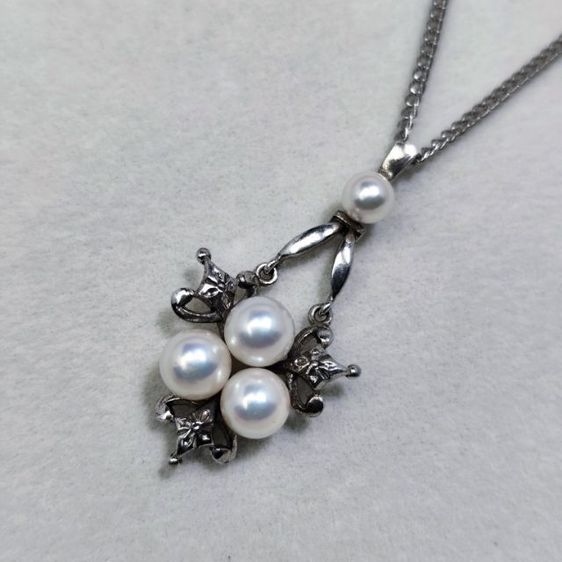 สร้อยคอและจี้ 🔖สร้อยเงินแท้ Mikimoto วินเทจ มุกสวยมาก งานจากญี่ปุ่น