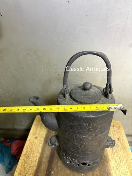 กาน้ำชา ทองเหลือง พร้อม เตาหัวมังกร รูปที่ 14