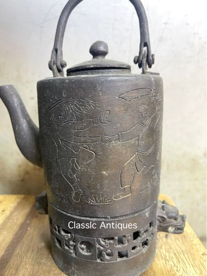 กาน้ำชา ทองเหลือง พร้อม เตาหัวมังกร รูปที่ 8