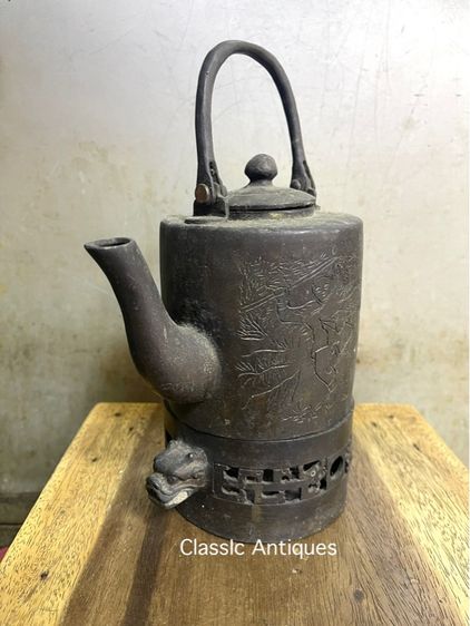 กาน้ำชา ทองเหลือง พร้อม เตาหัวมังกร รูปที่ 2