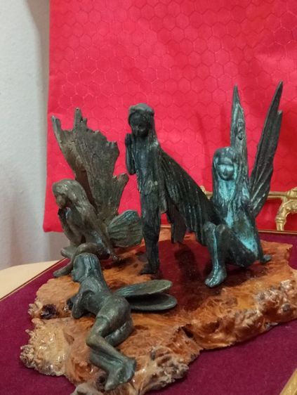 ฝรั่งเศส..ชุดนางฟ้า 4 ชิ้นเนื้อทองเหลืองสำริดเก่าโบราณสภาพเยี่ยม รูปที่ 12