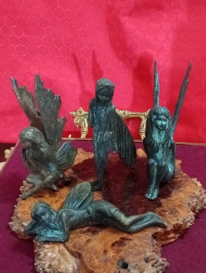 ฝรั่งเศส..ชุดนางฟ้า 4 ชิ้นเนื้อทองเหลืองสำริดเก่าโบราณสภาพเยี่ยม รูปที่ 7