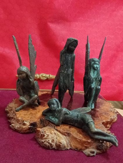 ฝรั่งเศส..ชุดนางฟ้า 4 ชิ้นเนื้อทองเหลืองสำริดเก่าโบราณสภาพเยี่ยม รูปที่ 13