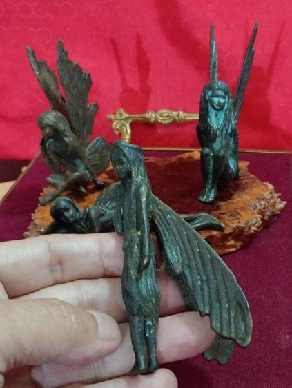 ฝรั่งเศส..ชุดนางฟ้า 4 ชิ้นเนื้อทองเหลืองสำริดเก่าโบราณสภาพเยี่ยม รูปที่ 4