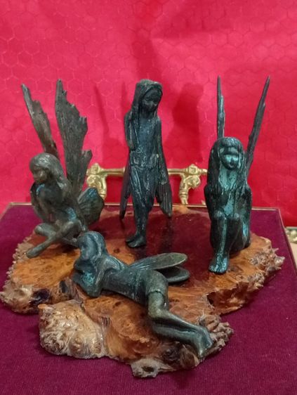 ฝรั่งเศส..ชุดนางฟ้า 4 ชิ้นเนื้อทองเหลืองสำริดเก่าโบราณสภาพเยี่ยม รูปที่ 9