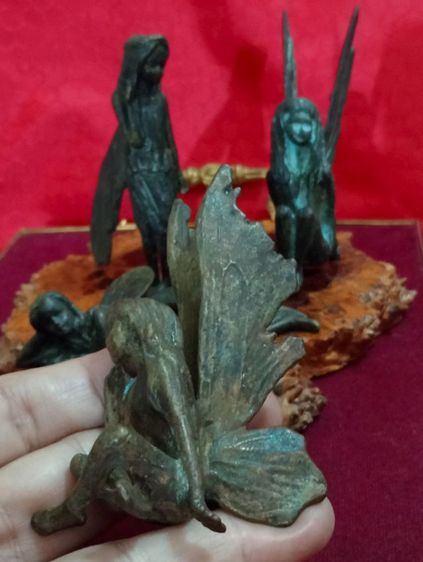 ฝรั่งเศส..ชุดนางฟ้า 4 ชิ้นเนื้อทองเหลืองสำริดเก่าโบราณสภาพเยี่ยม รูปที่ 5