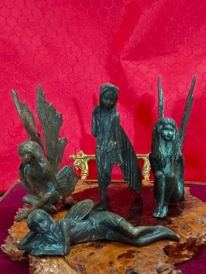 ฝรั่งเศส..ชุดนางฟ้า 4 ชิ้นเนื้อทองเหลืองสำริดเก่าโบราณสภาพเยี่ยม รูปที่ 3