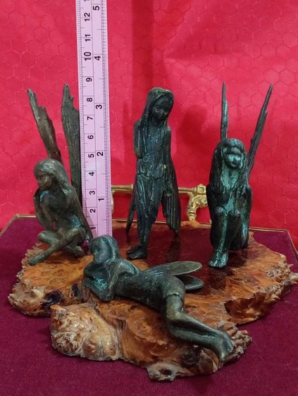 ฝรั่งเศส..ชุดนางฟ้า 4 ชิ้นเนื้อทองเหลืองสำริดเก่าโบราณสภาพเยี่ยม รูปที่ 2