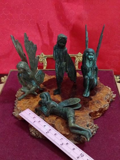 ฝรั่งเศส..ชุดนางฟ้า 4 ชิ้นเนื้อทองเหลืองสำริดเก่าโบราณสภาพเยี่ยม รูปที่ 8