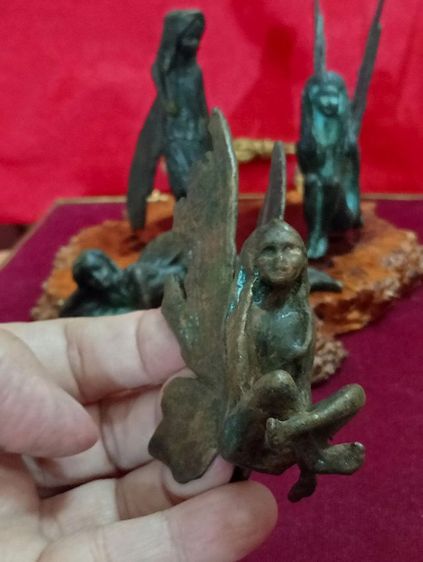 ฝรั่งเศส..ชุดนางฟ้า 4 ชิ้นเนื้อทองเหลืองสำริดเก่าโบราณสภาพเยี่ยม รูปที่ 10